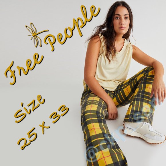 NWT Free People Pull On Printed Flare Jeans Sz 25